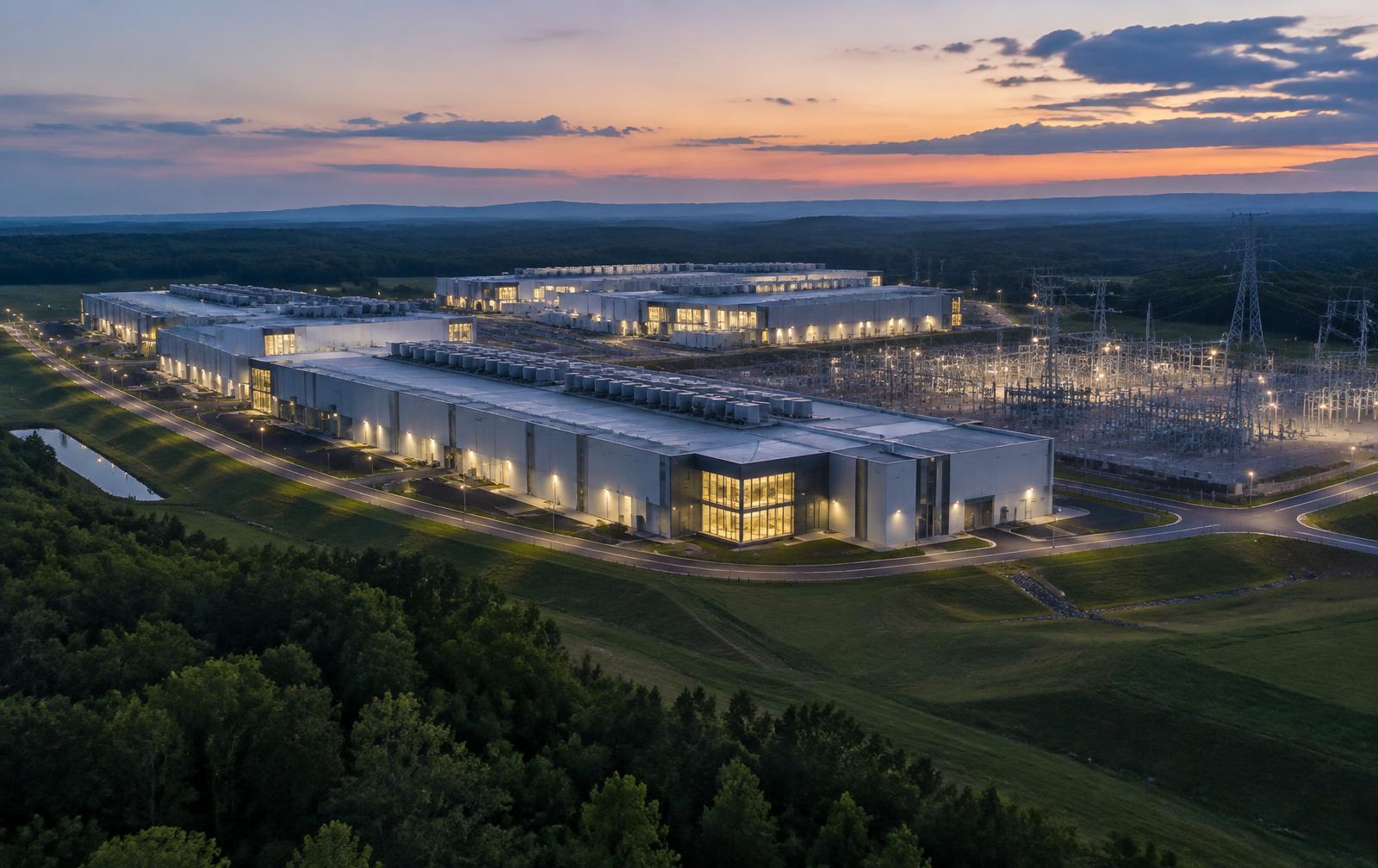 Concept rendering of a large AI compute campus